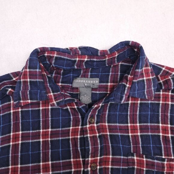 Saddlebred Tartan Flannel Casual Button Up Shirt Mens Size Medium M Blue Red - Picture 1 of 10